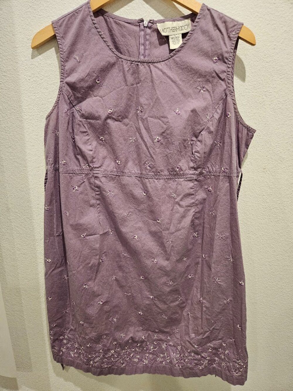 💜 Motherhood Lavender Maternity Dress – Size Large, Embroidered Trim